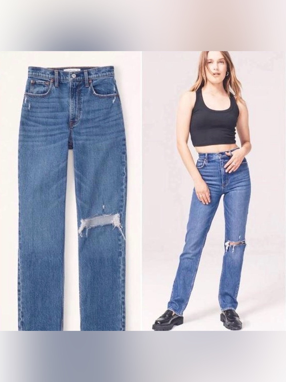 Abercrombie Jeans 90’s Straight Ultra High Rise Curve Love Distressed 27 4